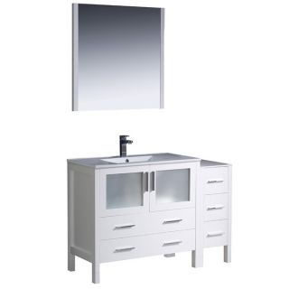 Fresca Torino 48 inch White Modern Bathroom Vanity with Side Cabinet
