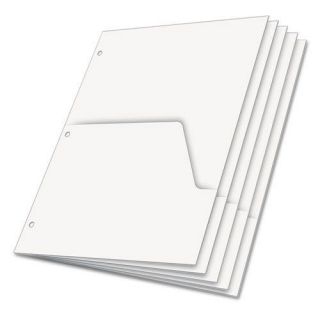 Untabbed Ring Binder Double Pocket Dividers, Letter, White, 5/Pack