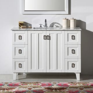 Contemporary Style 48 inch Carrara White Marble Top Single Sink