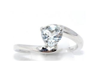 1 Ct Genuine Aquamarine Heart Ring .925 Sterling Silver Rhodium Finish [Jewelry]