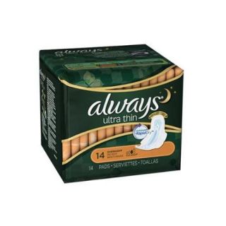 Always Ultra Thin Pads, Overnight 14 ea (Pack of 2)