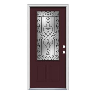 ReliaBilt Wyngate 1 Panel Insulating Core 3/4 Lite Left Hand Inswing Currant Steel Painted Prehung Entry Door (Common 32 in x 80 in; Actual 33.5 in x 81.75 in)