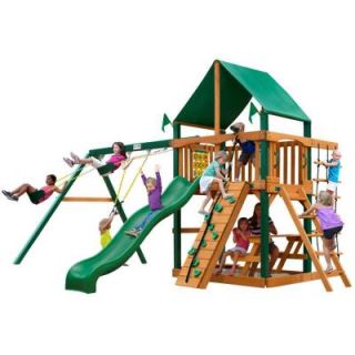 Gorilla Playsets Chateau with Timber Shield and Deluxe Green Vinyl Canopy Cedar Playset 01 0003 TS 1