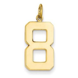 14k Yellow Gold Casted Large Polished Number 8 Charm Pendant