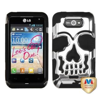 INSTEN Silver Plating/ Black Skullcap Phone Case Cover for LG MS770