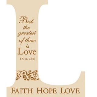 P. Graham Dunn 10.5 in x 13 in. White Love Decorative L Letter Wood Carved Wall Hanging AOA12