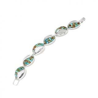 Jay King Kingman Turquoise Sterling Silver Link 7 1/4" Bracelet   7636504
