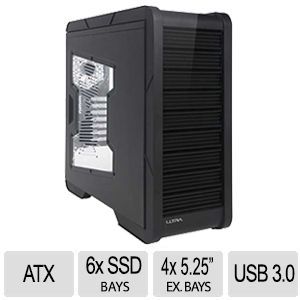ULTRA Etorque H4 Mid Tower ATX Gaming Case   USB 2.0/3.0, Up To 6 x SSD Trays, Top Hard Drive Dock and Fan Controller, Black    U12 42517