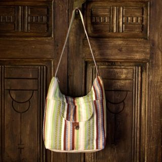 Handcrafted Cotton Green Valleys Hobo Handbag (Guatemala