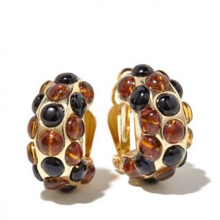 R.J. Graziano "Cat Call" Tortoise Shell Color and Black Stone Goldtone Clip On    7833388