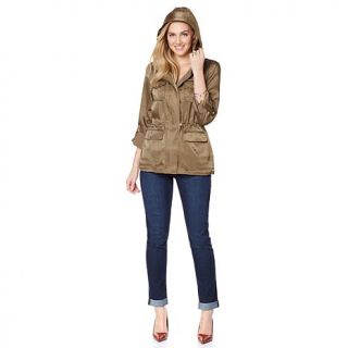 Vince Camuto Satin Cargo Jacket with Hide Away Hood   7945910