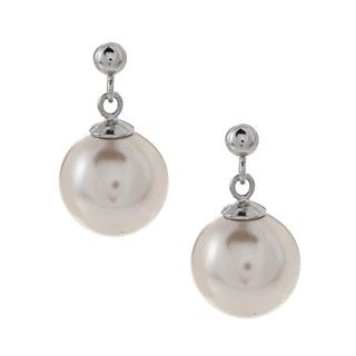 La Preciosa Sterling Silver 10 mm Created Shell Pearl Earrings