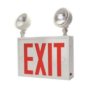 Lithonia Lighting Steel LED Exit Sign and 2 Light Emergency Unit Combo LHXNY W 1 R M2