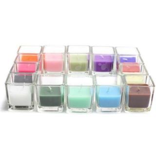 Bulk Square Glass Votive Candles (96 piece/Case) Hot Pink