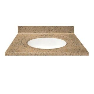 US Marble 37 in. Cultured Granite Vanity Top in Spice Color with Integral Backsplash and White Bowl 37CL3020WM