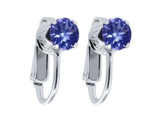 1.80 Ct Round Blue Tanzanite 925 Sterling Silver Clip On Earrings