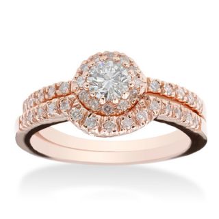 Bliss 14k Rose Gold 1/2ct TDW Diamond Morganite Engagement Ring Set (G