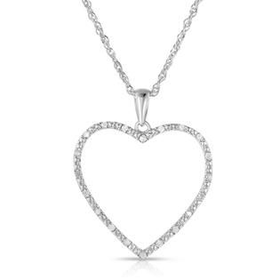 Vir Jewels Sterling Silver 0.125 cttw Diamond Heart Pendant With 18