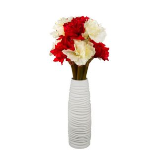 Kallista Silk Floral Arrangement with Red and White Amaryllis Flowers