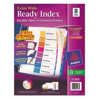 Avery 11163 Extra Wide Ready Index Dividers, 8 Tab, 9 1/2 x 11, Assorted, 8/Set