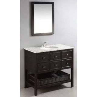 WYNDENHALL New Haven Espresso Brown 2 drawer 36 inch Bath Vanity Set with Dappled Grey Granite Top