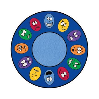 Learning Carpets Cut Pile Rug Round Blue Educational Area Rug (Common 7 ft x 7 ft; Actual 6 ft 6 in x 6 ft 6 in)