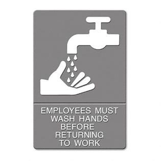 Quartet ADA Hygiene Sign, Employees Must Wash Hands   Office