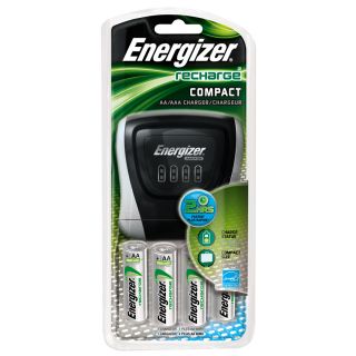 Energizer Compact Charger with 4 Pack AA Batteries