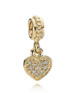PANDORA Dangle Charm   Diamond & 14K Gold Pav Brilliant Heart, .06 ct. t.w., Moments Collection