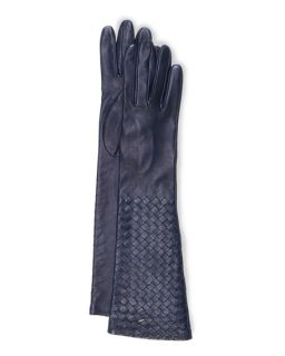 Bottega Veneta Intrecciato Napa Long Gloves, Royal Blue