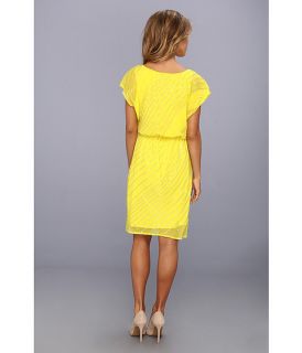 vince camuto asymmetrical neckline sequin dress blazing yellow