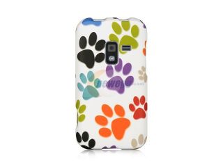 Samsung Galaxy S Attain 4G R920 White with Multi Dog Paws Design Crystal Rubberized Case