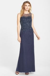 JS Collections Beaded Chiffon Column Gown