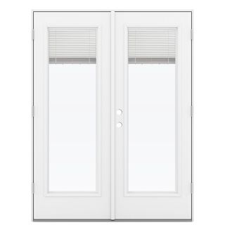 ReliaBilt 59.5 in Blinds Between the Glass Primed Steel French Outswing Patio Door