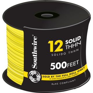 500 ft 12 AWG Solid Yellow THHN Wire (By the Roll)