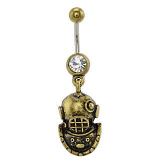 Supreme Jewelry Antique Goldtone Scuba Mask Belly Ring