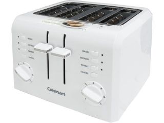 Cuisinart CPT 142 White/Stainless Steel 4 Slice Compact Plastic Toaster