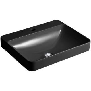 KOHLER Vox Rectangle Above Counter Vitreous China Vessel Sink in Black Black with Overflow Drain K 2660 1 7