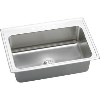Elkay Gourmet 22 in x 33 in Lustrous Highlighted Satin Single Basin Stainless Steel Drop In 4 Hole Residential Kitchen Sink