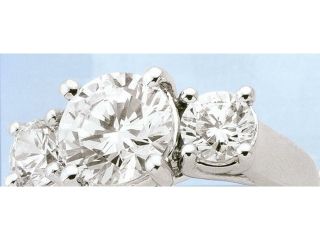 2.5 carat round diamond PLATINUM DIAMOND RING 3 stone