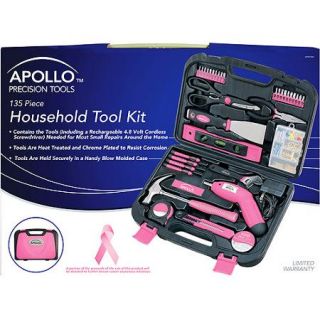 Apollo Tools Precision 135pc Household Tool Set, Pink