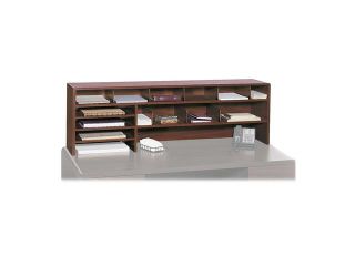 Safco 3651CY Wood Desktop Organizer, Double Shelf, Three Sections, 57 1/2 x 12 x 18, Cherry