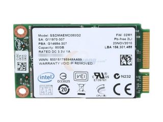 Intel 310 Series SSDMAEMC080G2C1 mSATA 80GB mSATA (mini PCIe form factor) MLC Enterprise Solid State Disk
