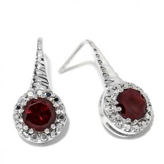 Gray Marcasite and Garnet Sterling Silver Halo Drop Earrings   7849891