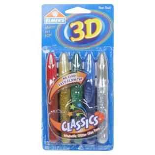 Elmers 3D Washable Glitter Glue Pens, Classics, 5 pens (0.356 fl oz