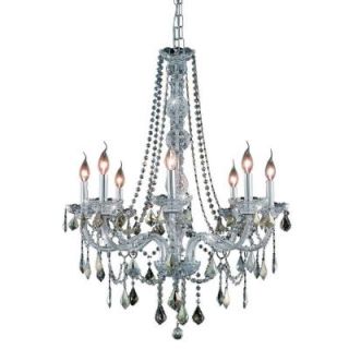 Elegant Lighting 8 Light Chrome Chandelier with Golden Teak Smoky Crystal EL7858D28C GT/RC