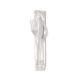250 packs per carton) Medium Weight Plastic Cutlery Kit in White
