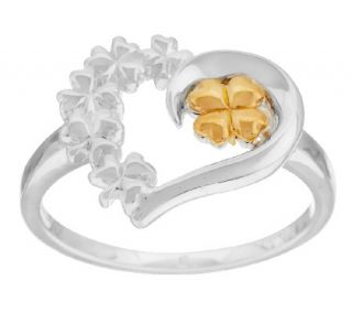Solvar Sterling Silver & Gold Plated Heart Shamrock Ring —
