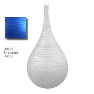 4'' Blue Matte with Glitter Stripes Onion Teardrop Christmas Ornament