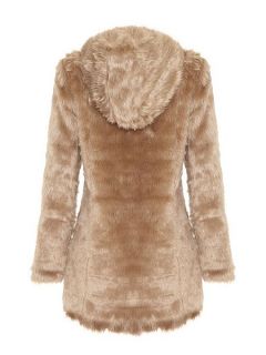 Mela Loves London Hooded faux fur coat Brown